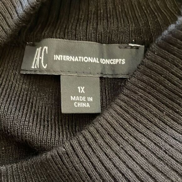 INC International Concepts Womens Black Lace Mesh Sleeve Sweater Size 1X - Picture 9 of 10